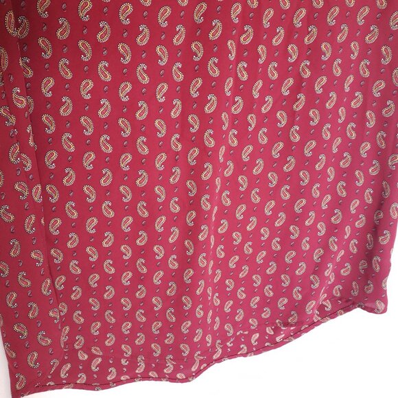 Forever 21 Burgundy Paisley Pattern Short Sleeve V Neck Blouse Size Small - Picture 6 of 12